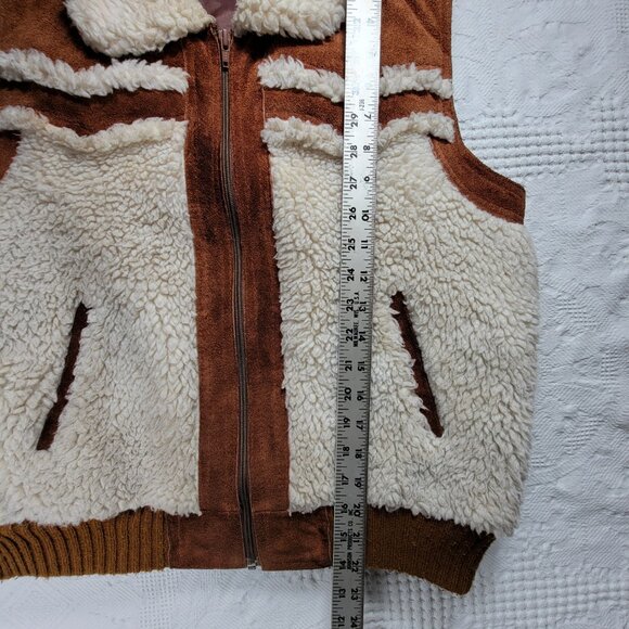 Vintage Vest 100% cowhide sherpa shell 1970s made in Taiwan Style 5280 Size L - Picture 15 of 16